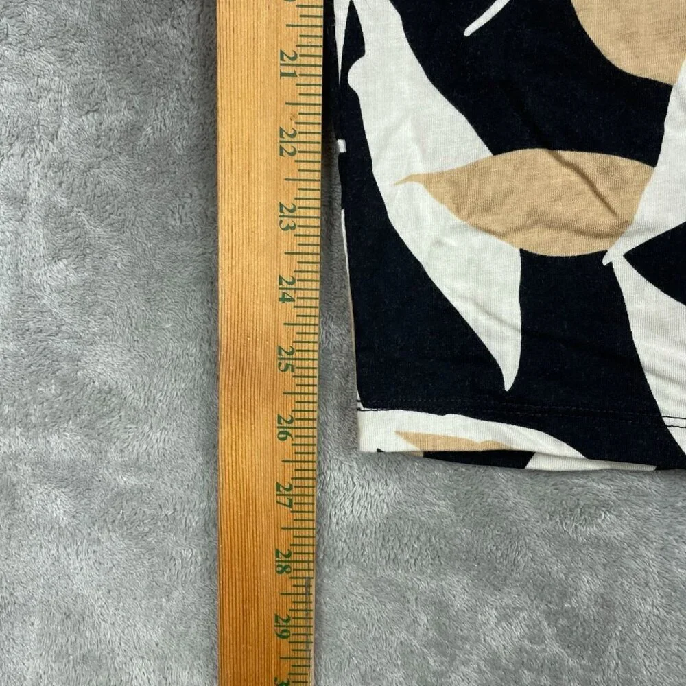 D&Co Beach Womens Leaf Print Capri Pants Black & Beige Size 1XP a1555 - Picture 3 of 9